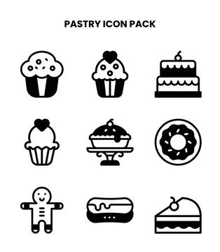 Pastry DuoTone Vector Icons Pack Stock Illustration