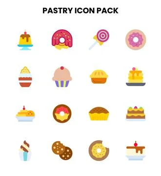 Pastry Flat Collection Icons Pack Stock Illustration