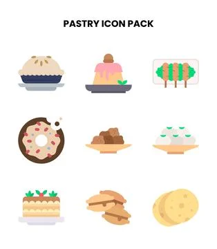 Pastry Flat Design Icons Pack Stock Illustration