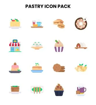 Pastry Flat Design Icons Pack Stock Illustration