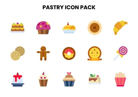 Pastry Flat Icons Pack Stock Illustration