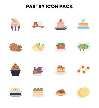 Pastry Flat Scalable Icons Pack Stock Illustration
