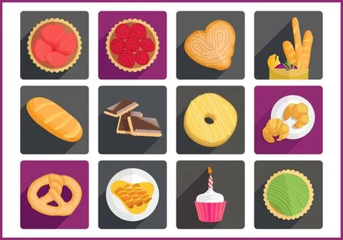 Pastry flat vector icons set Pastry flat vector modern icons set. Collecti... 写真素材