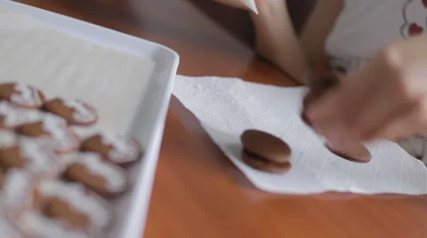 Pastry has been painted baking icing for birthday Stock Footage 53297924