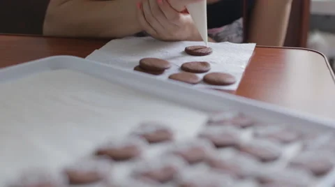 Pastry has been painted baking icing for birthday Stock Footage 53298331