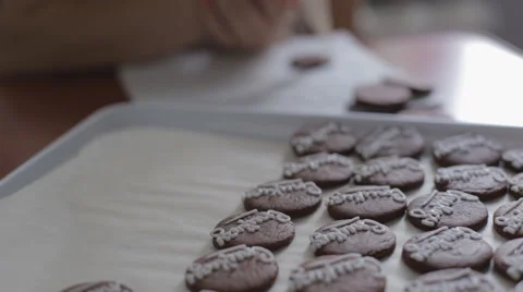 Pastry has been painted baking icing for birthday Video stock 53298734