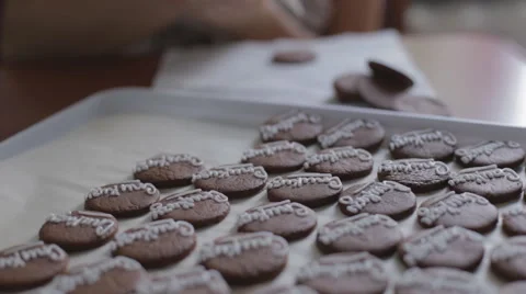 Pastry has been painted baking icing for birthday Stock Footage 53298891