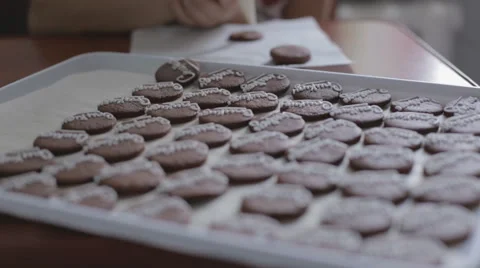 Pastry has been painted baking icing for birthday Stock Footage 53298982