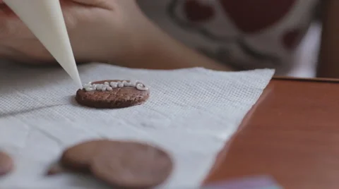 Pastry has been painted baking icing for birthday Video stock 53299221