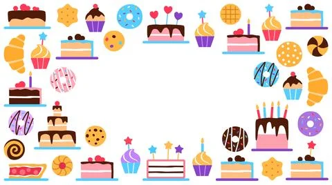 Pastry horizontal background with text space. Stock Illustration