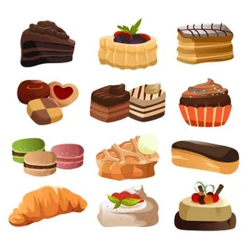 Pastry icons Stock Illustration