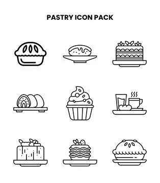 Pastry Line Collection Icons Pack Stock Illustration