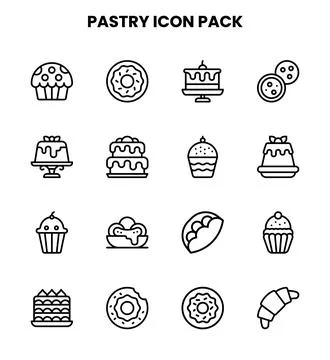 Pastry Line Icons Pack Stock Illustration