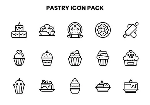 Pastry Line Vector Icons Pack Stock Illustration