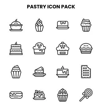 Pastry Line Vector Icons Pack Stock Illustration