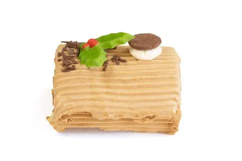 Pastry log with coffee, close-up Stock Photos