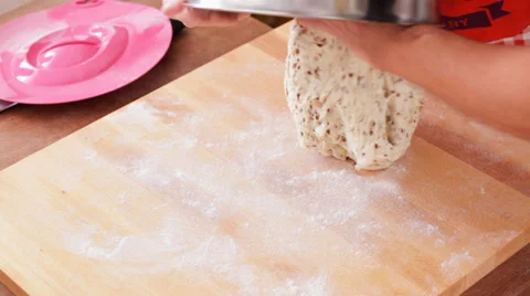 Pastry making - Baker kneading bread dough Stock Footage 35752069