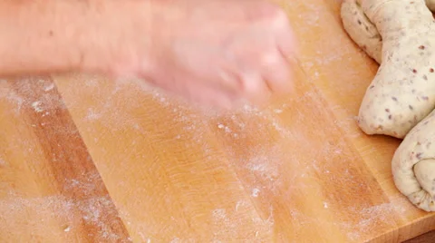 Pastry making - Baker kneading bread dough Stock Footage 35868997