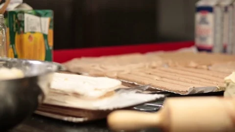 Pastry materials on table Stock Footage 77047877