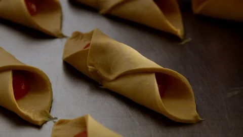 Pastry with peaches Stock Footage 70431713
