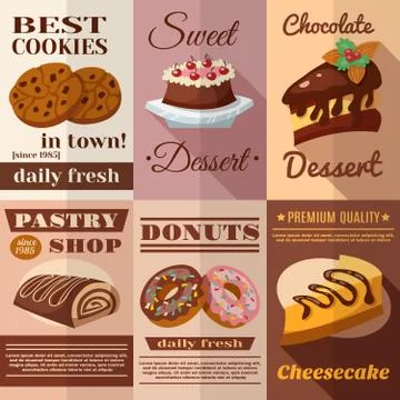 Pastry Poster Set Stock Illustration