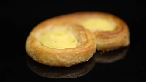 Pastry - pretzel with vanilla pudding Stock Footage 146121838