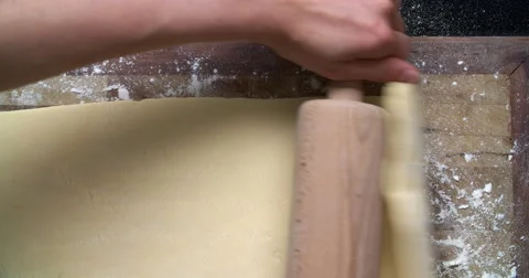 Pastry rolling dough Stock Footage 60786593