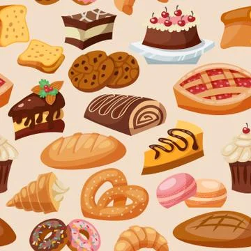 Pastry Seamless Pattern Illustrazione stock