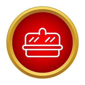 Pastry serving dish icon on red button Stock Illustration