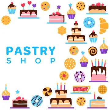 Pastry shop square frame with circle copy space Stock Illustration