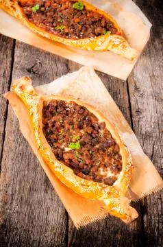Pastry stuffed with meat Stock Photos