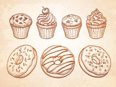 Pastry sweets collection Illustrazione stock