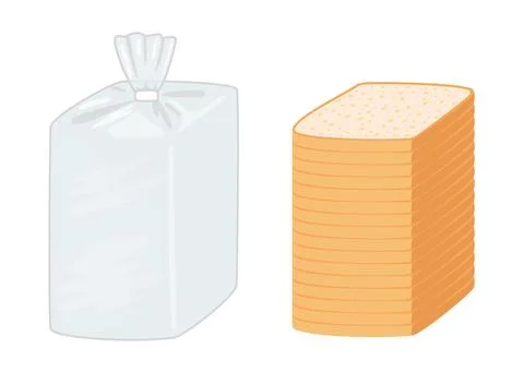 Pastry toast bread and plastic transparent packaging. Pastry bread from wheat Stock Illustration