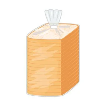 Pastry toast bread in plastic transparent packaging. Pastry bread from wheat in Stock Illustration
