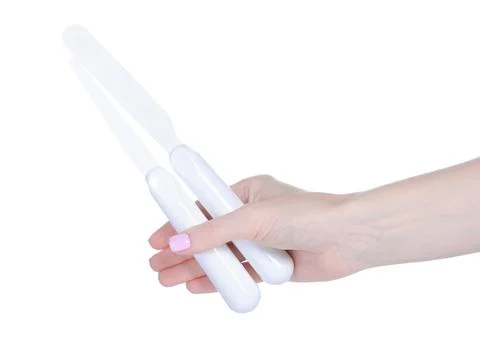 Pastry tool cake server in hand Stock Photos
