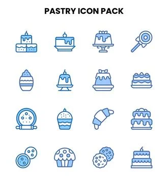 Pastry Two Colour Bundle Icons Pack 스톡 일러스트