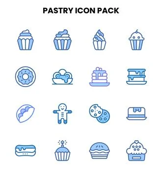 Pastry Two Colour Set Icons Pack Stock Illustration