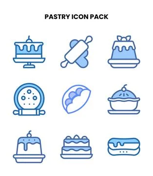 Pastry Two Colour Vector Icons Pack Stock Illustration