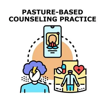 Pasture based counseling practice supporting mental health Stock Illustration
