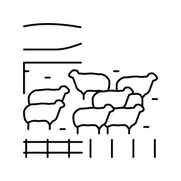 Pasture sheep line icon vector illustration Stock Illustration