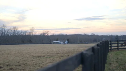 Pasture sunset pan Stock Footage 100478504