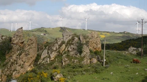 Pastures of Central Sicily Stock Footage 110904787