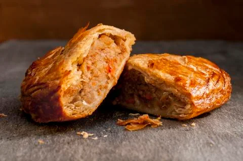 Pasty cut in Half Stock Photos