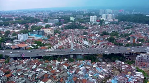 Pasupati Cable Stayed or Suspension Bridge, the Longest Flyover in Bandung Stock Footage 169031285