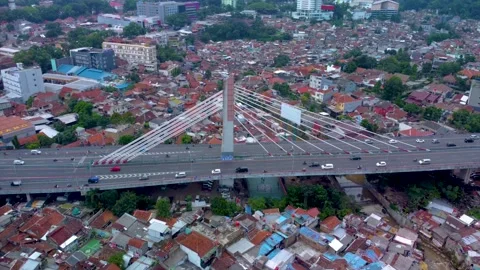 Pasupati Cable Stayed or Suspension Bridge, the Longest Flyover in Bandung Stock Footage 169034999