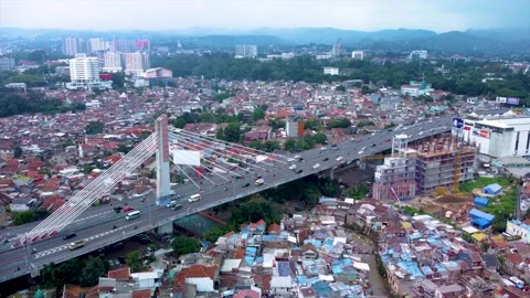 Pasupati Cable Stayed or Suspension Bridge, the Longest Flyover in Bandung Stock Footage 169037364