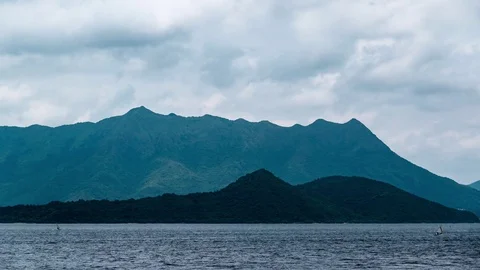 Pat Sin Leng is a mountain range in the Hong Kong - Time Lapse Stock Footage 76183393