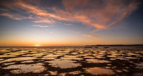 Patagonia sunset reflection Stock Photos