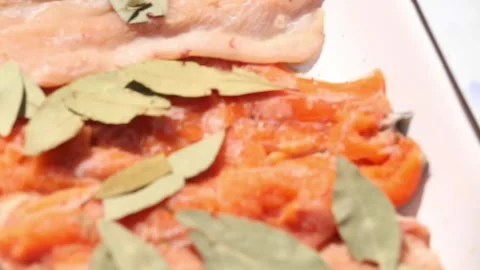 Patagonic trout in a baking dish Stock Footage 133749639