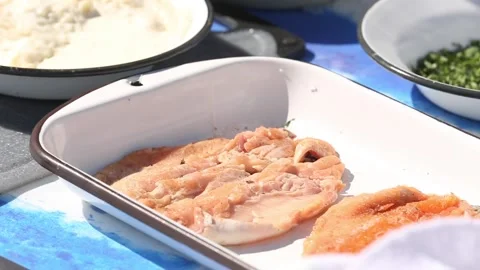 Patagonic trout in a baking dish Stock Footage 133749668